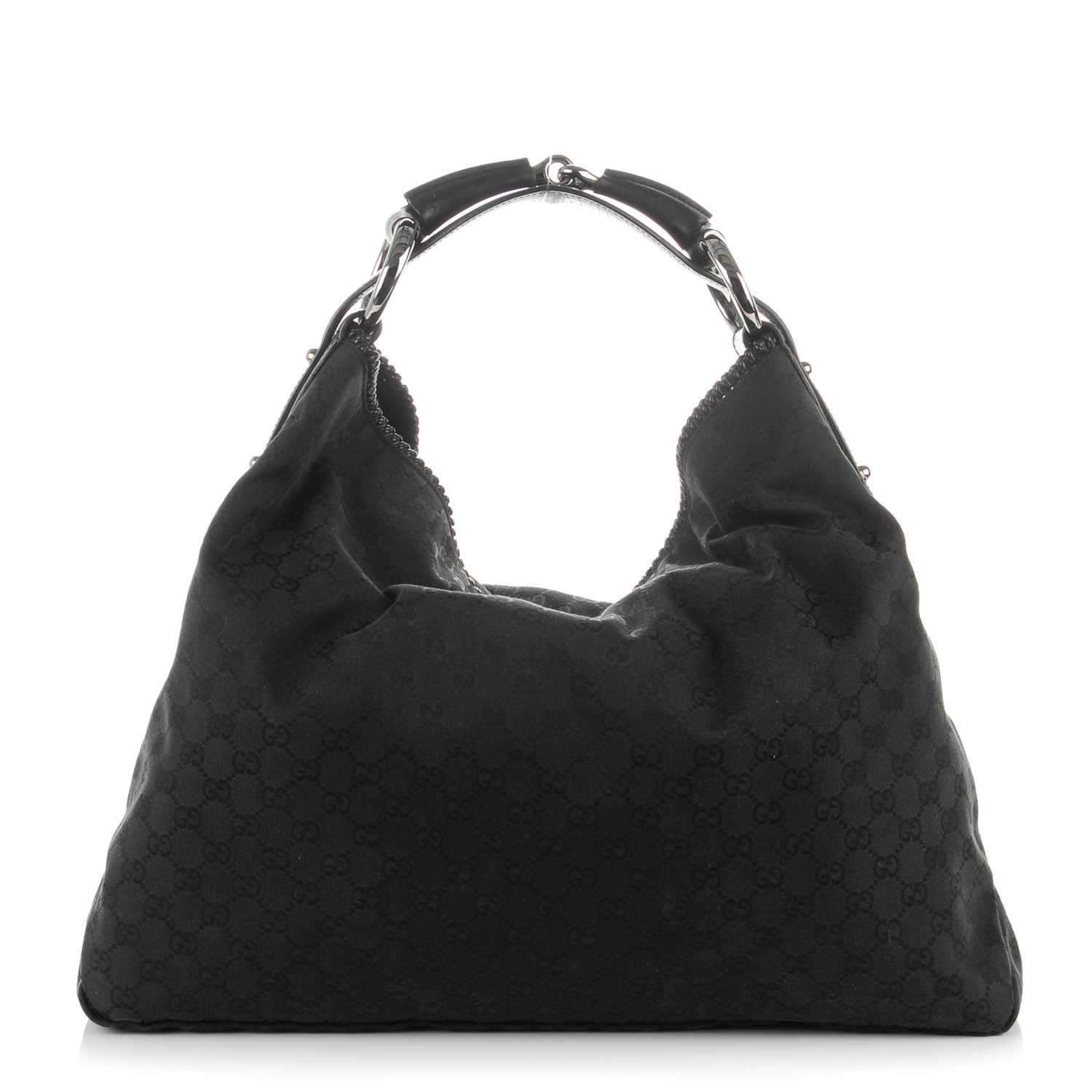 Gucci Monogram Large Horsebit Chain Hobo Black 1 of 8