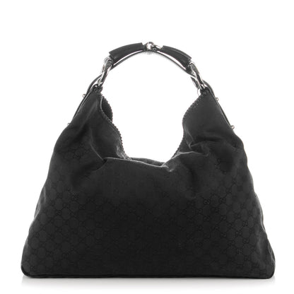 Gucci Monogram Large Horsebit Chain Hobo Black 1 of 8