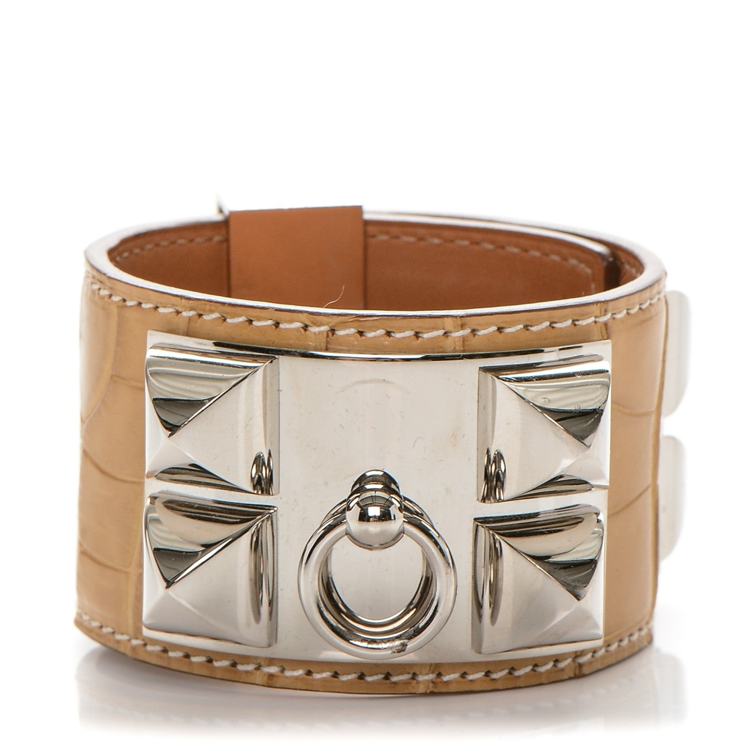Hermes Matte Alligator Collier De Chien CDC Bracelet S Maize 1 of 7