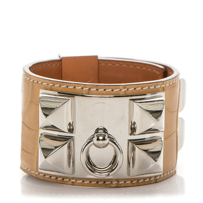 Hermes Matte Alligator Collier De Chien CDC Bracelet S Maize 1 of 7