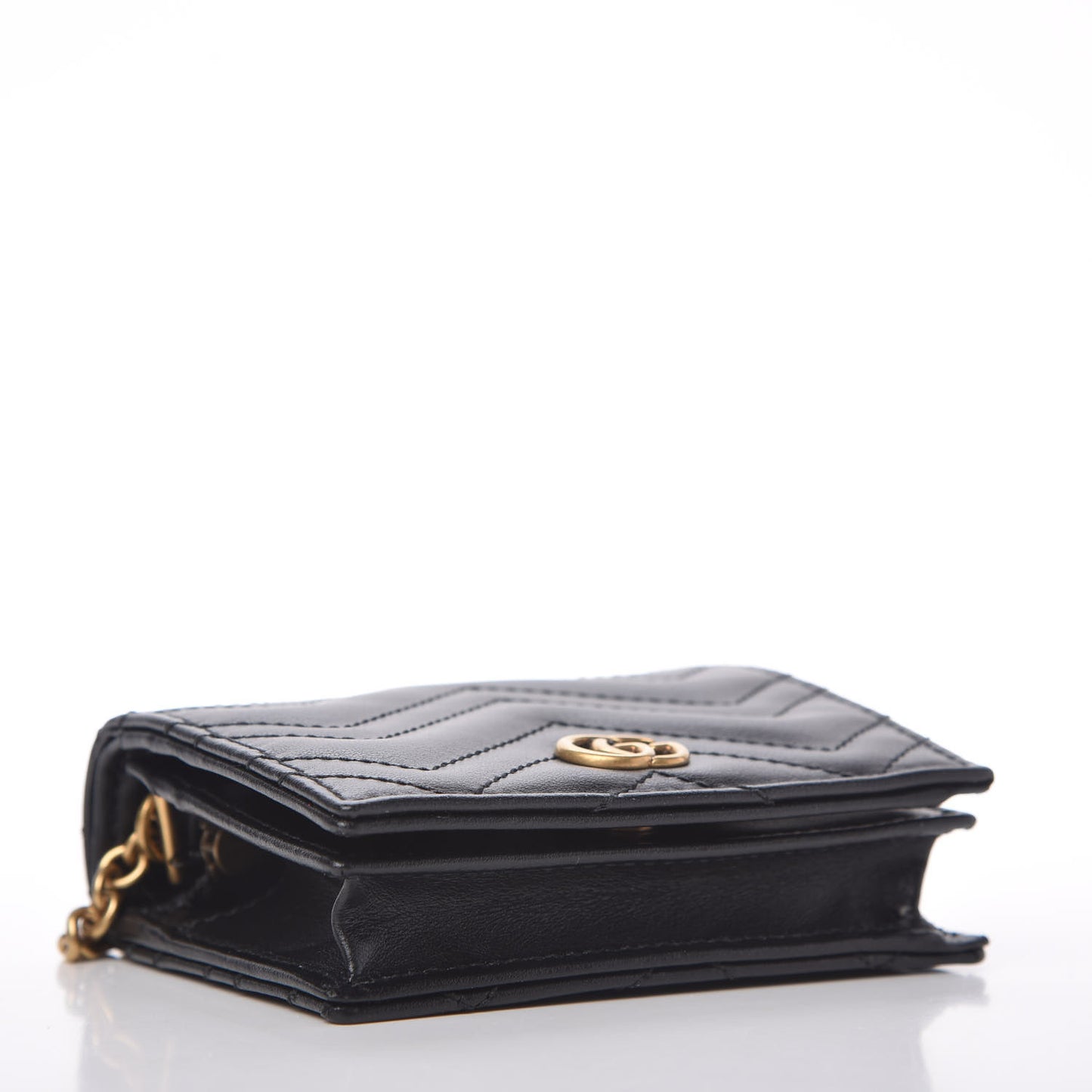 Calfskin Matelasse GG Marmont Mini Wallet On Chain Black