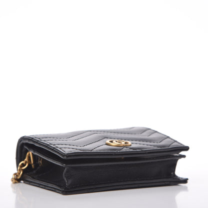 Gucci Calfskin Matelasse GG Marmont Mini Wallet On Chain Black 4 of 11