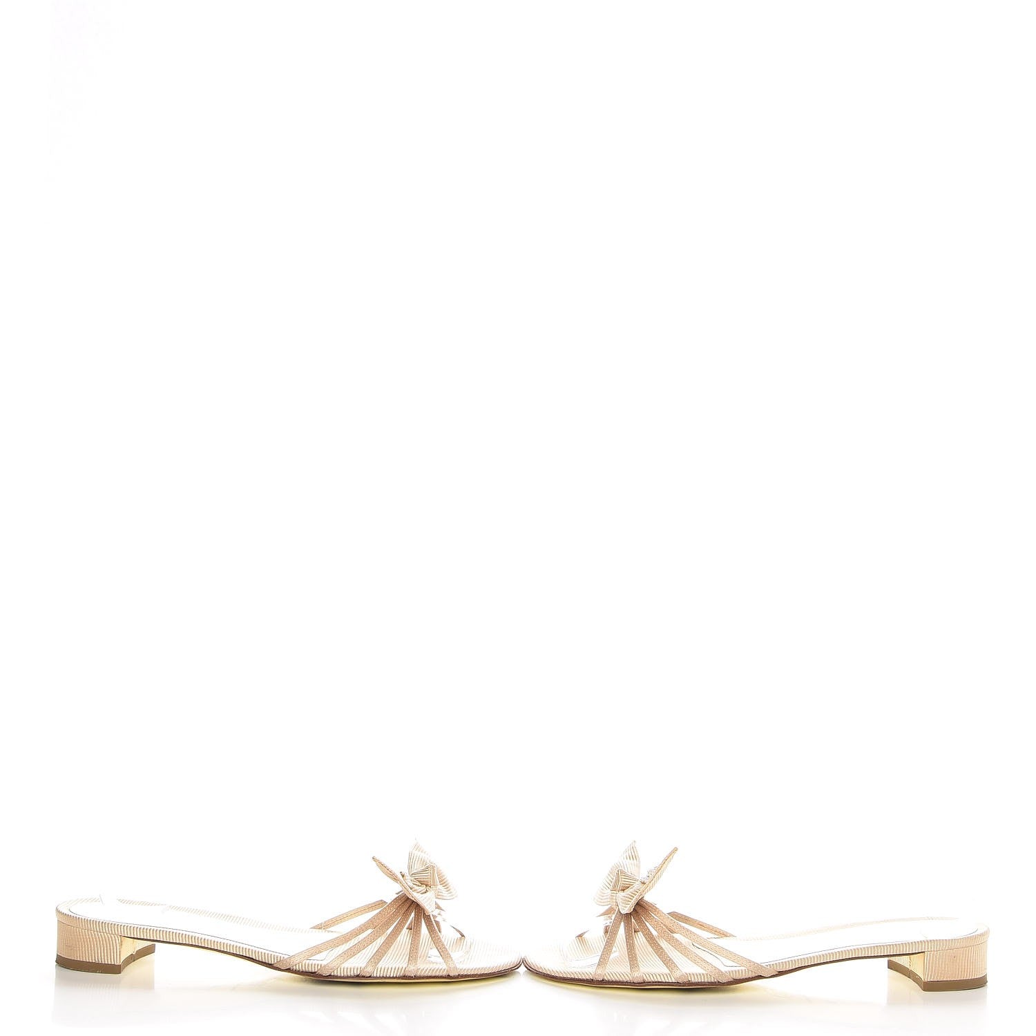 Chanel Grosgrain Pearl CC Bow Sandals 38 Beige 5 of 9