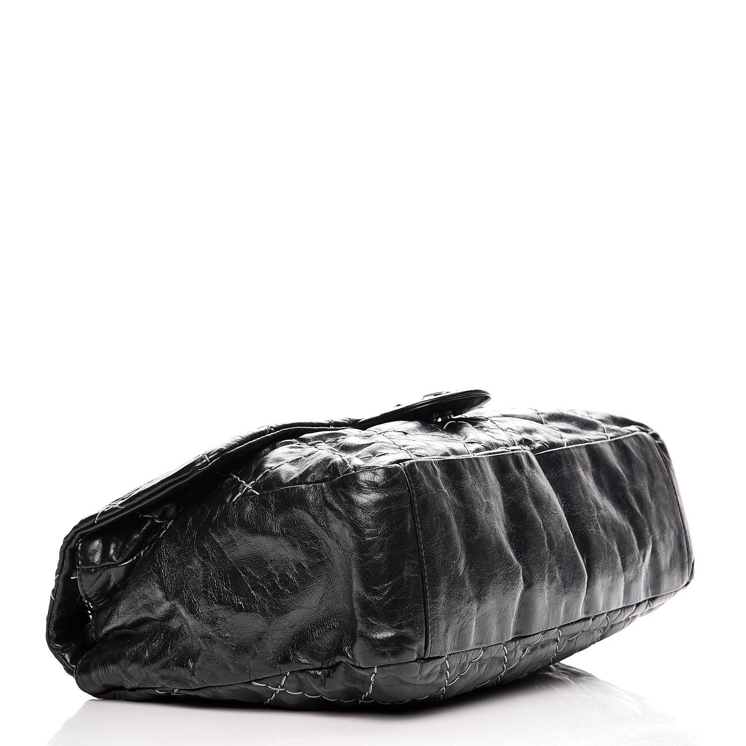 Chanel Glazed Goatskin Double Stitch Maxi Flap Black 4 of 10