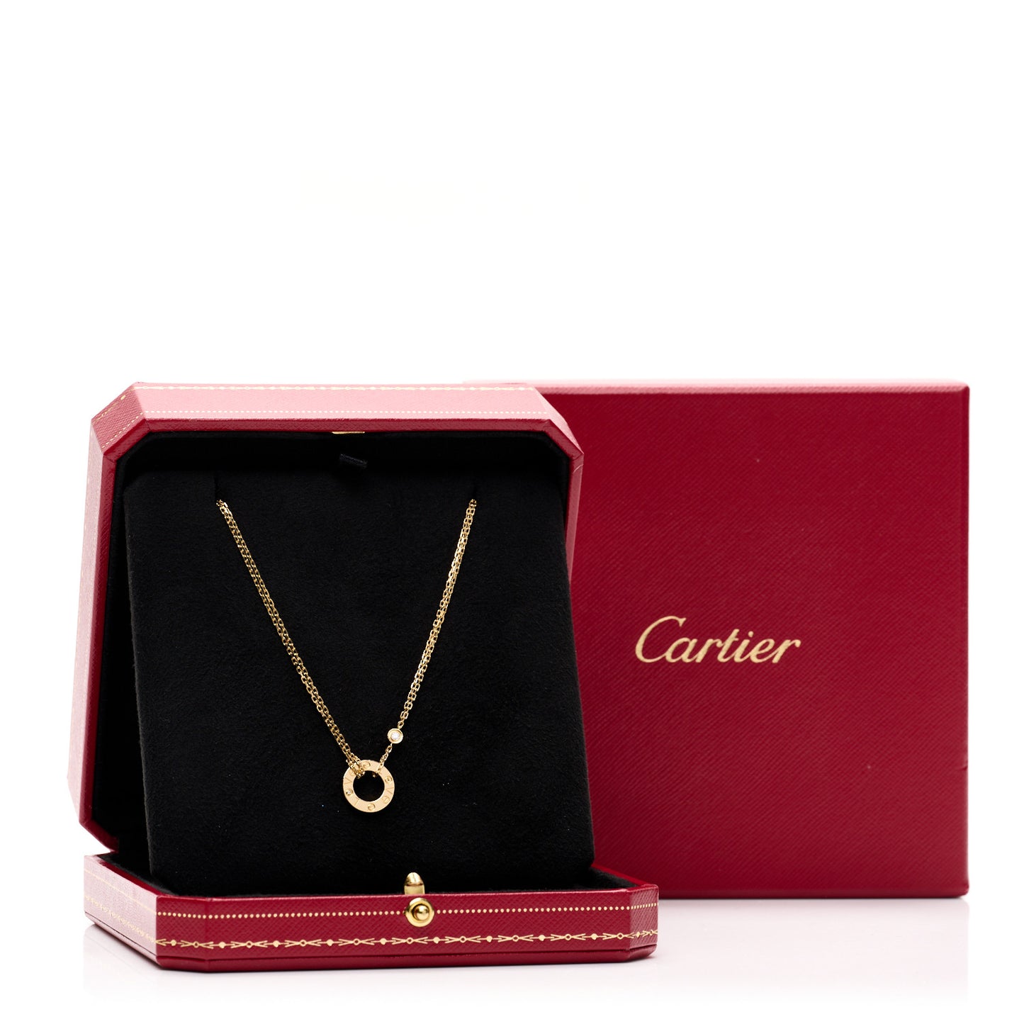 18K Yellow Gold 2 Diamond LOVE Necklace