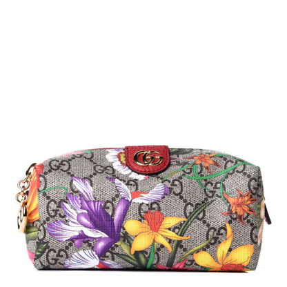 Gucci Soft GG Supreme Monogram Flora Calfskin Small Ophidia Cosmetic Case Beige Ebony Multicolor Rosso 1 of 5