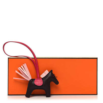 Hermes Milo Lambskin Matte Alligator Touch Grigri Rodeo Horse Bag Charm PM Rouge Sellier FRAMBOISE Rose Sakura 4 of 4