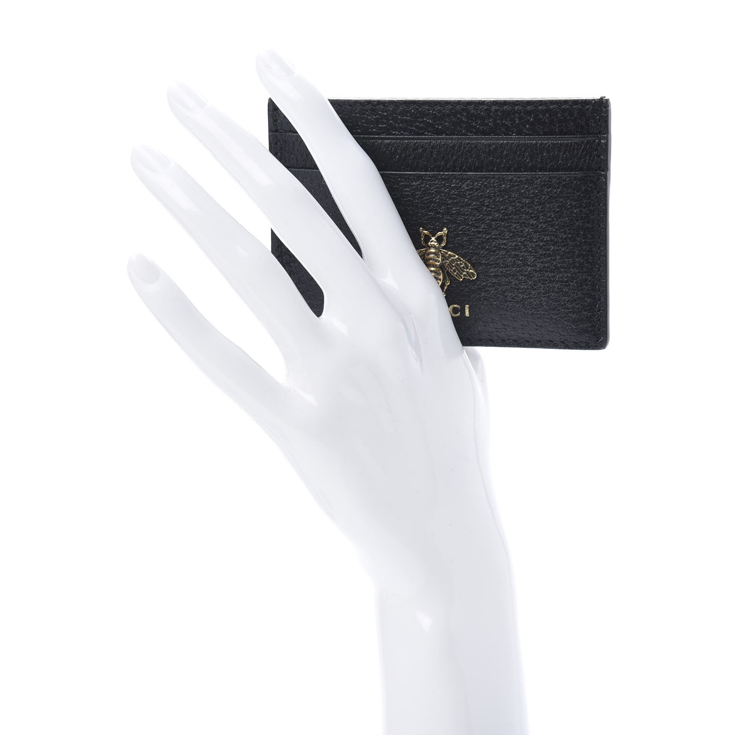 Gucci Pebbled Calfskin Animalier Card Holder Black 2 of 7