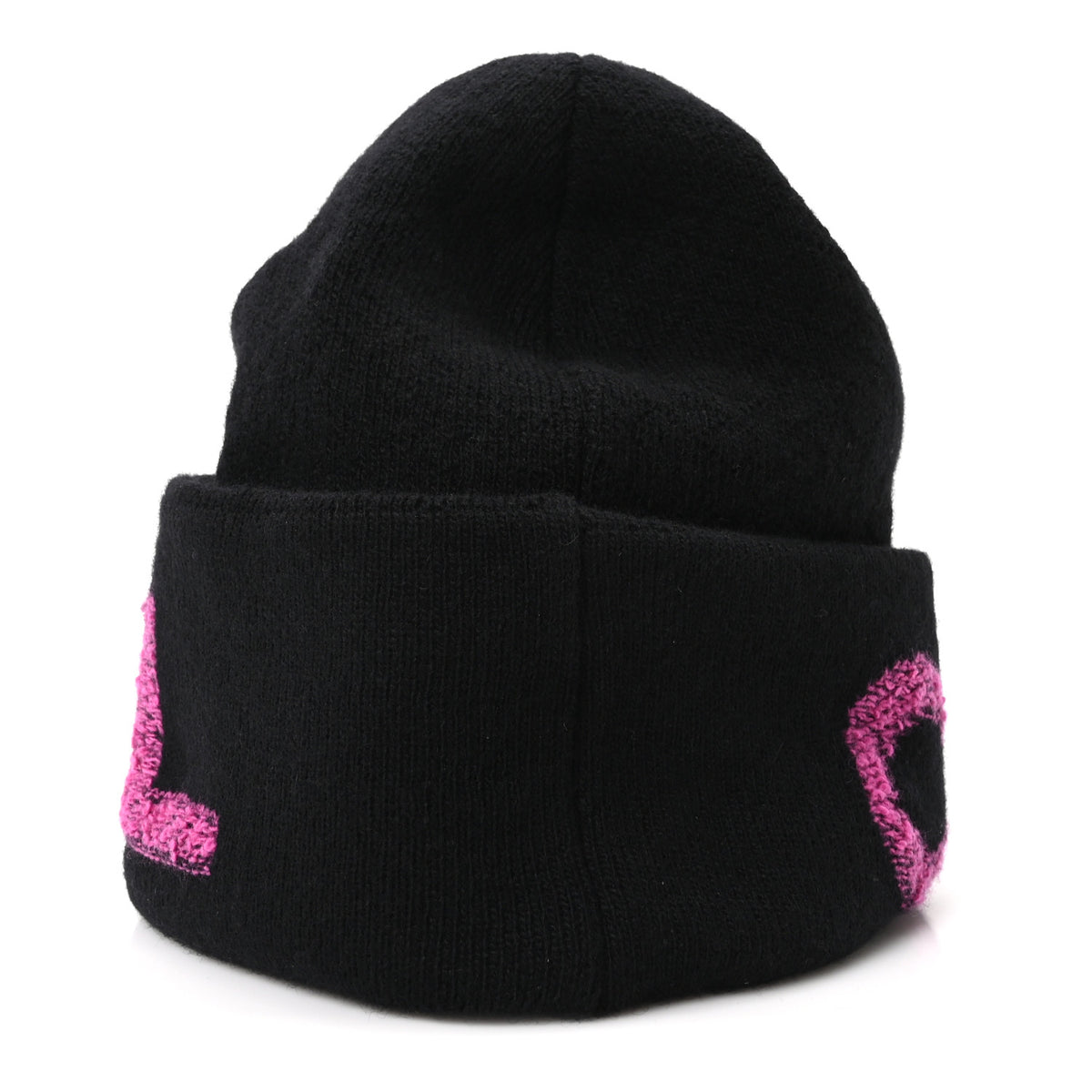 Chanel Cashmere Logo Beanie Hat Black Fuchsia 5 of 8