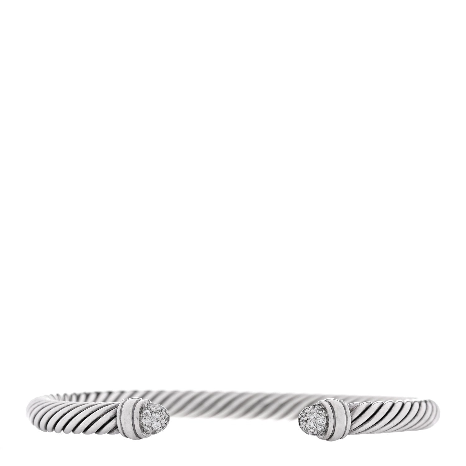 David Yurman Sterling Silver Pave Diamond 5mm Cable Classics Bracelet 1 of 3