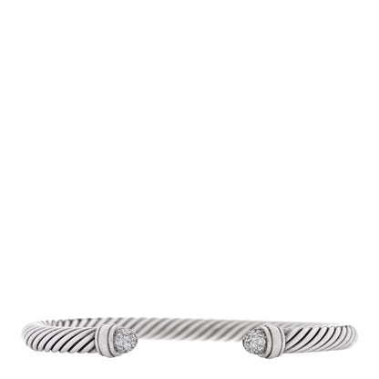 David Yurman Sterling Silver Pave Diamond 5mm Cable Classics Bracelet 1 of 3