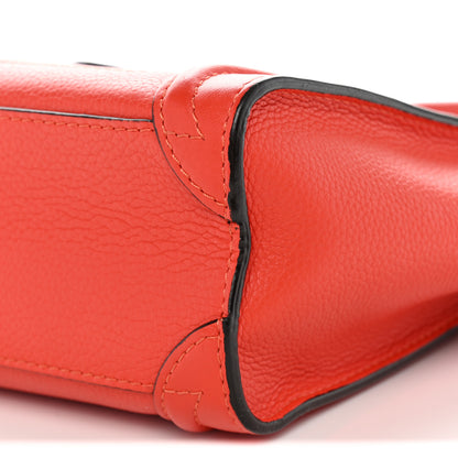 Celine Drummed Calfskin Nano Luggage Vermillion 10 of 11