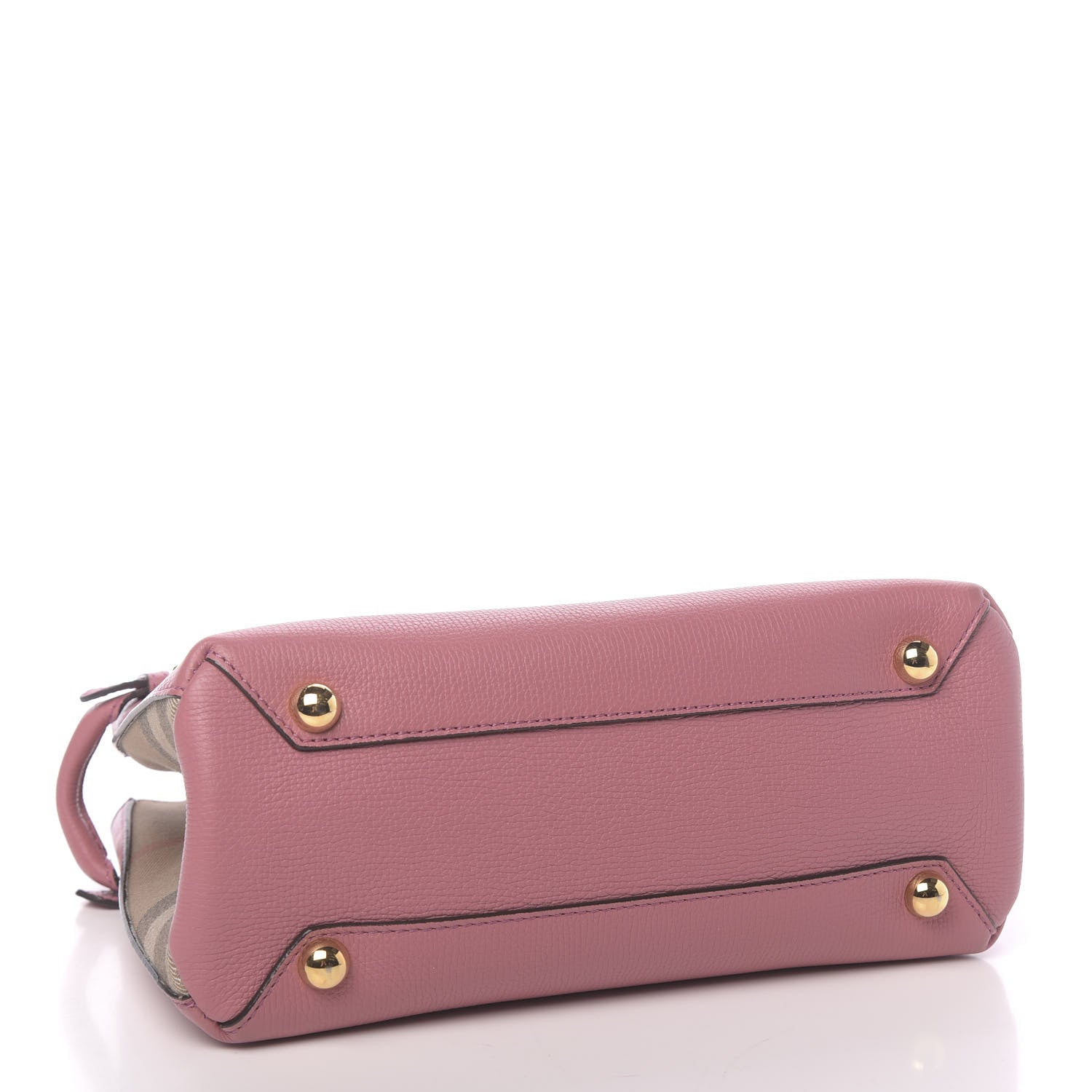 Burberry Grainy Calfskin House Check Small Banner Tote Mauve Pink 4 of 11