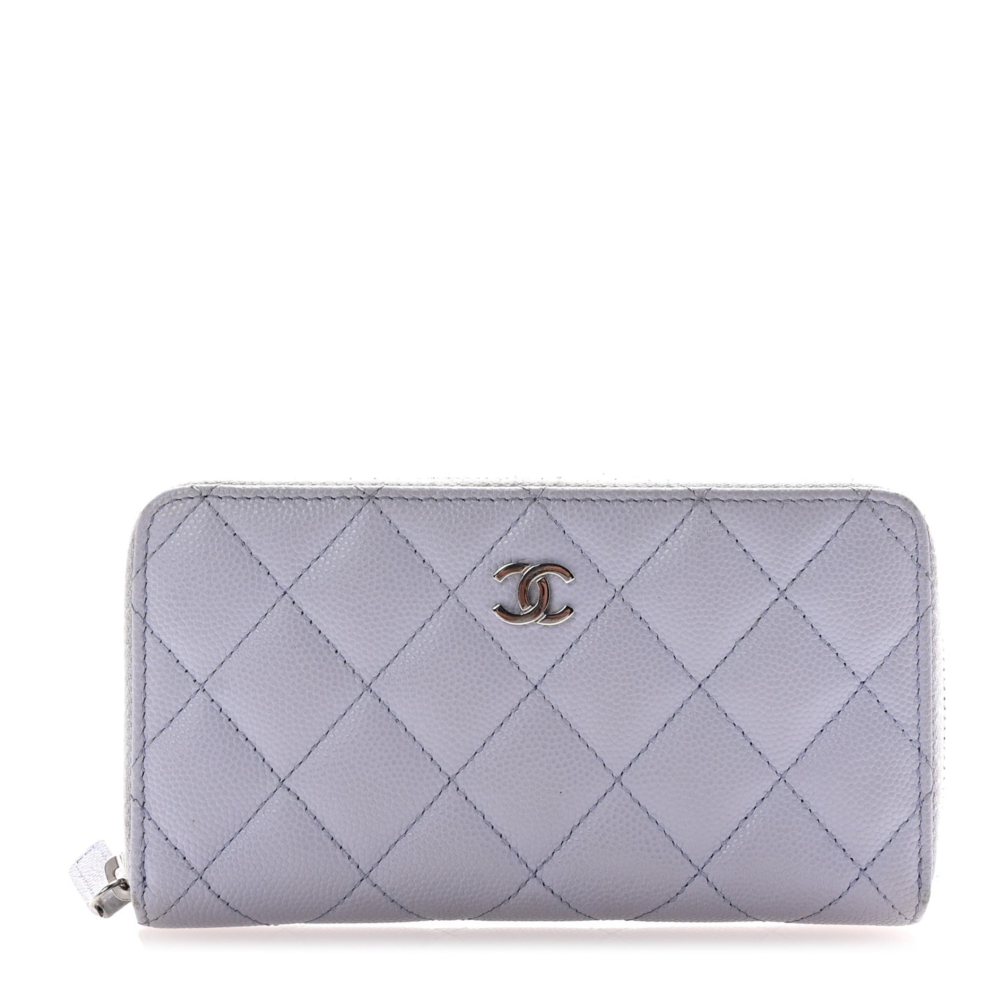 Caviar Quilted Medium Zip Around Wallet Light Purple
