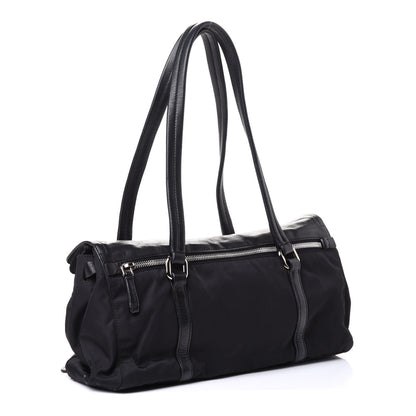 Prada Tessuto Nylon Nappa Foldover Pushlock Satchel Black 3 of 14