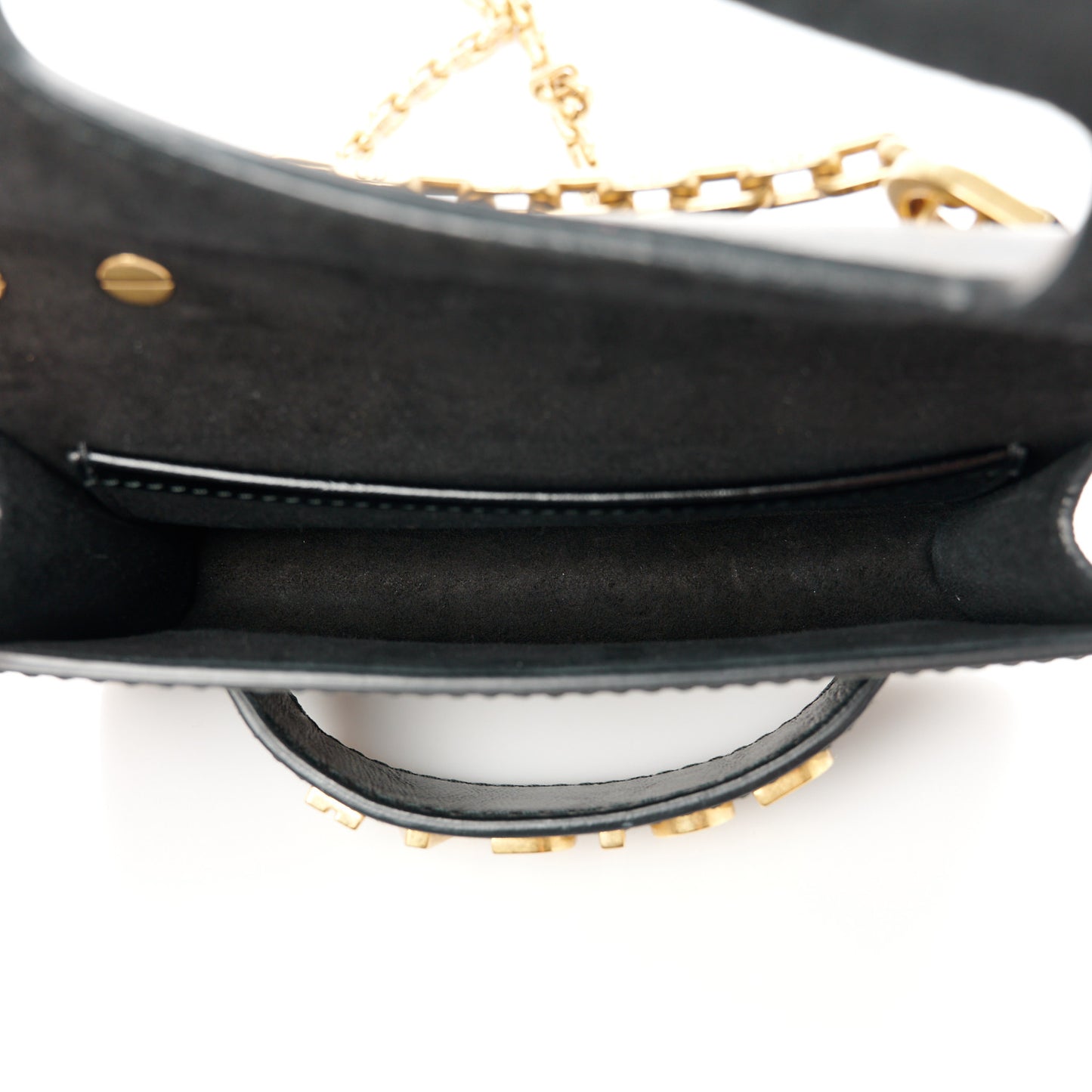 Crinkled Calfskin Mini J'Adior Chain Flap Bag Black