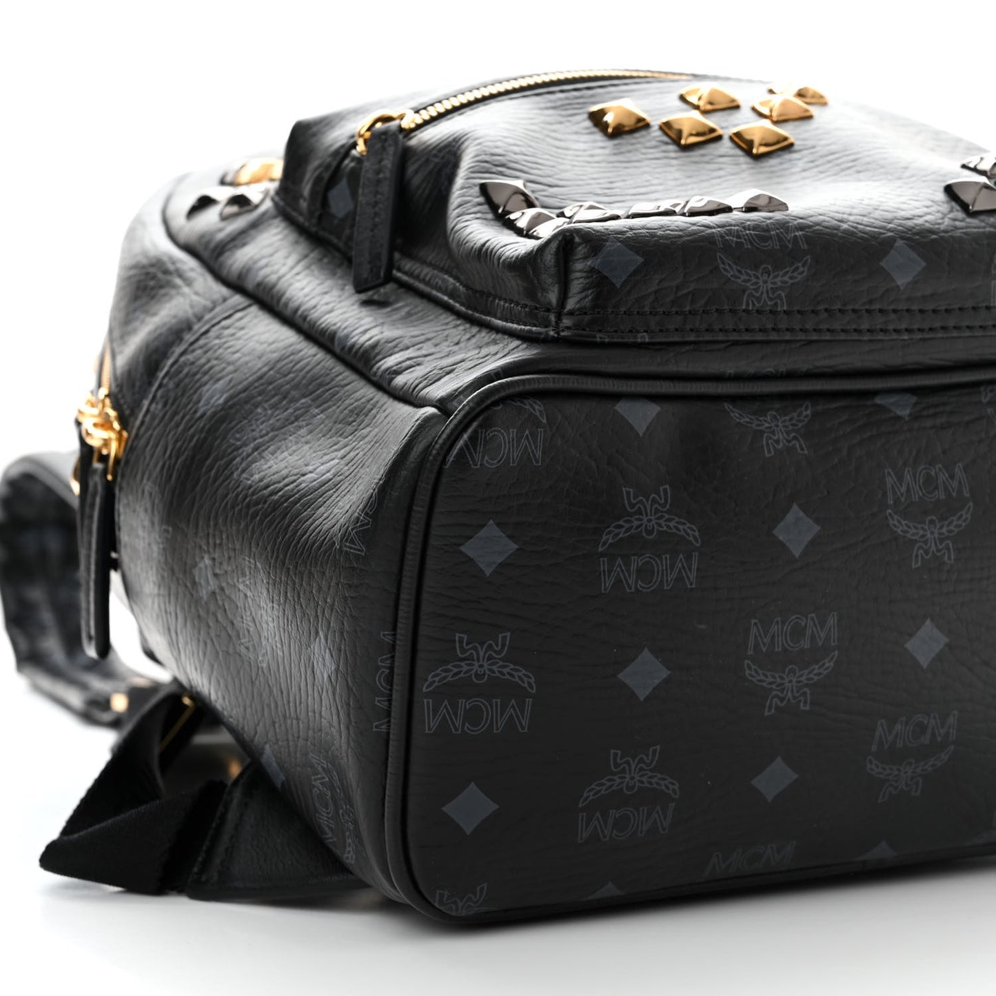 Grained Calfskin Visetos Studded Small Stark M Backpack Black