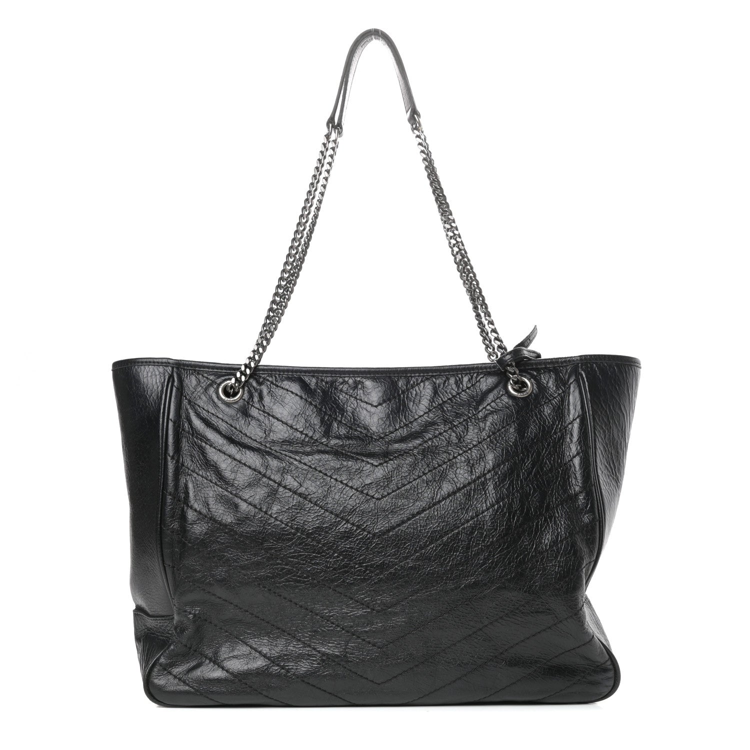 Saint Laurent Crinkled Calfskin Matelasse Monogram Large Niki Shopping Tote Bag Black 2 of 10