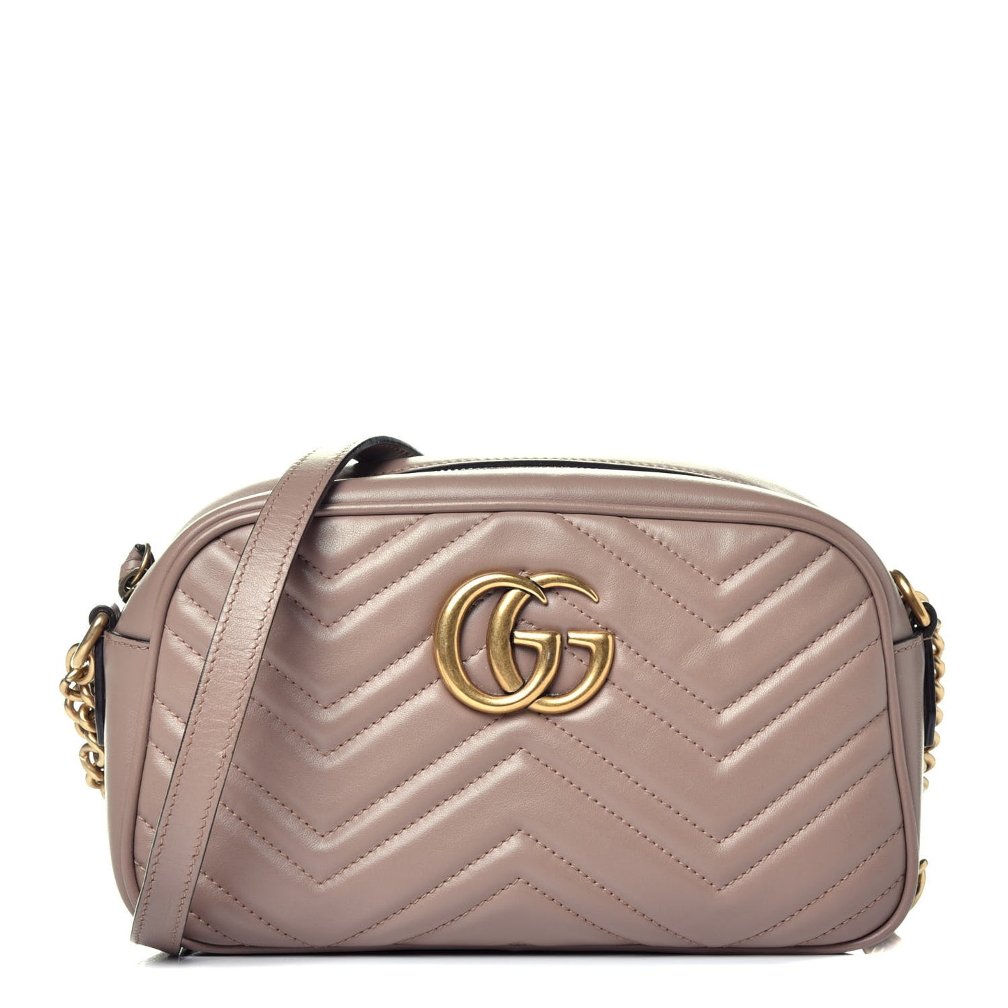 Calfskin Matelasse Small GG Marmont Chain Shoulder Bag Porcelain Rose