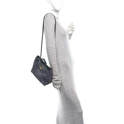 Bottega Veneta Suede Intrecciato Small Andiamo Shoulder Bag Cloudy Indigo 2 of 9