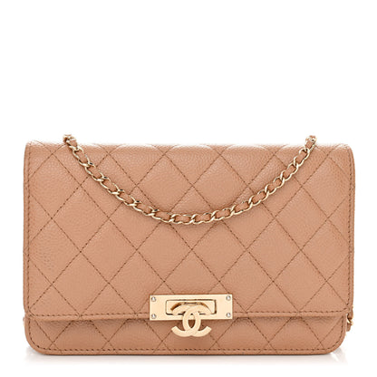 Chanel Caviar Quilted Golden Class Wallet On Chain WOC Beige 1 of 12