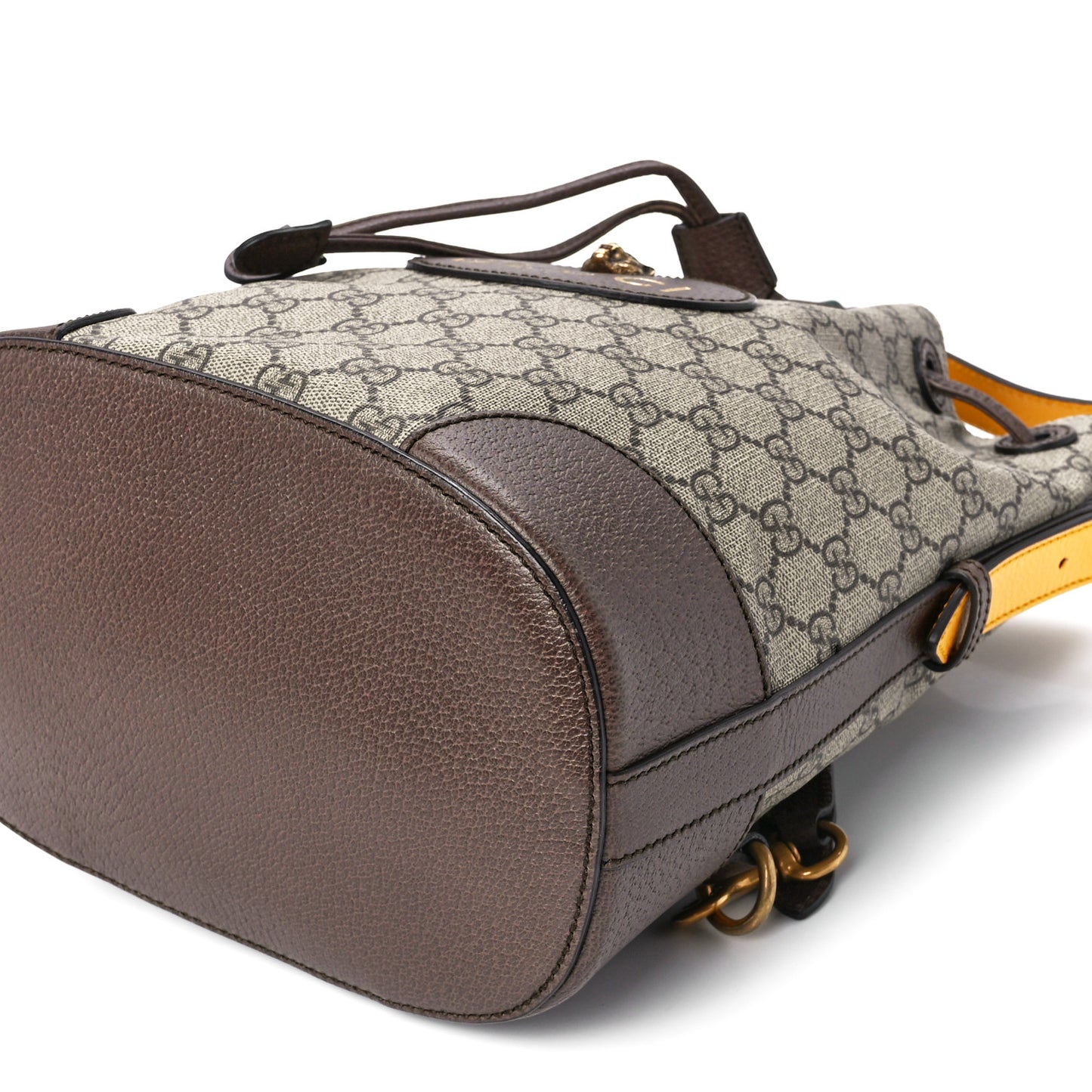 GG Supreme Monogram Neo Vintage Drawstring Bucket Backpack Beige New Acero Crop