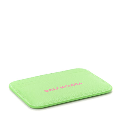 Balenciaga Grained Calfskin Logo Cash Rounded Card Holder Light Green Fuchsia 4 of 8