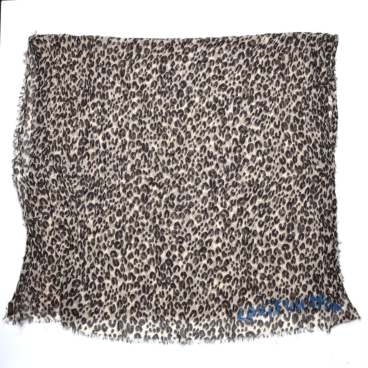 Cashmere Silk Leopard Stole Beige