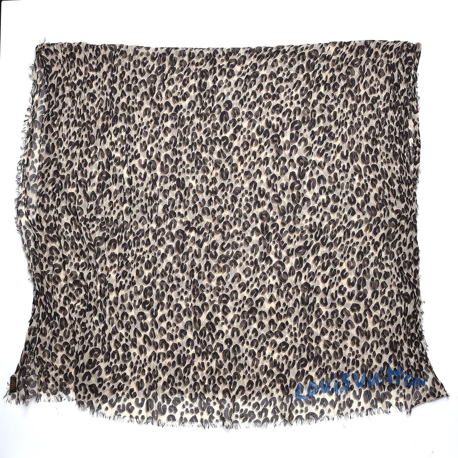 Louis Vuitton Cashmere Silk Leopard Stole Beige 3 of 6