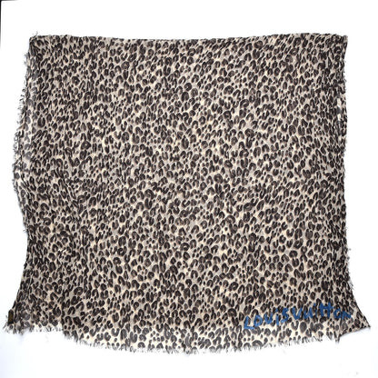 Louis Vuitton Cashmere Silk Leopard Stole Beige 3 of 6