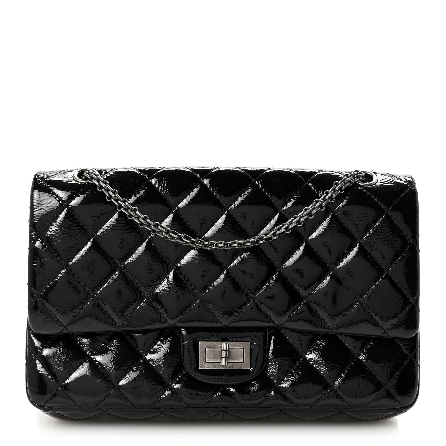 Chanel Distressed Patent Quilted 2.55 Reissue 227 Flap Black 1 of 10