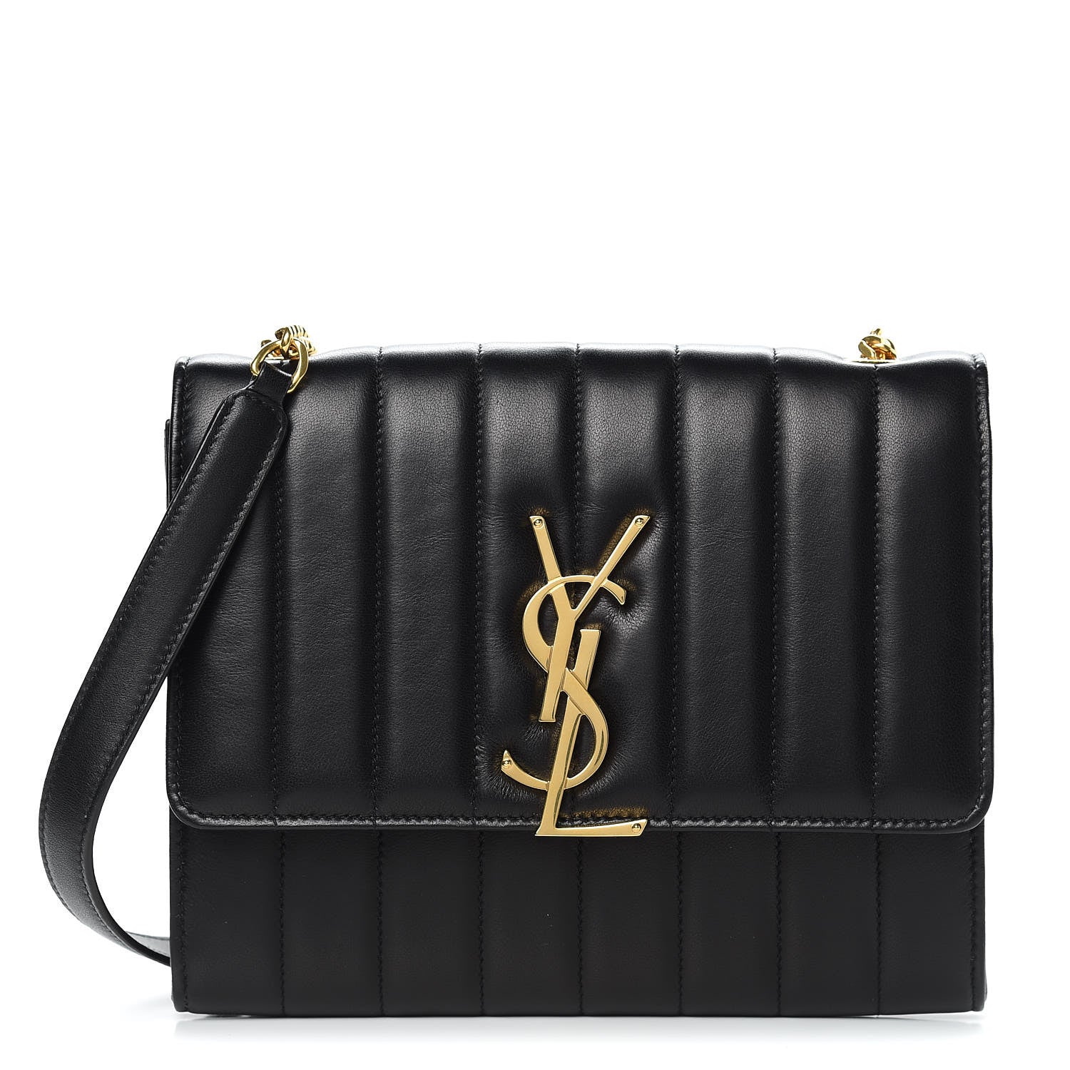 Saint Laurent Lambskin Matelasse Monogram Vicky Chain Wallet Black 1 of 8