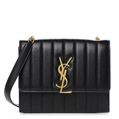 Saint Laurent Lambskin Matelasse Monogram Vicky Chain Wallet Black 1 of 8