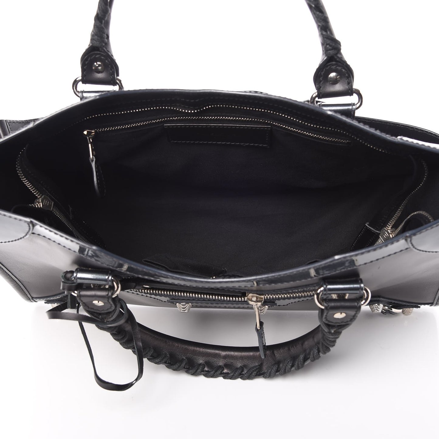 Smooth Calfskin Metallic Patent Giant 12 Silver Hardware City Black Gris