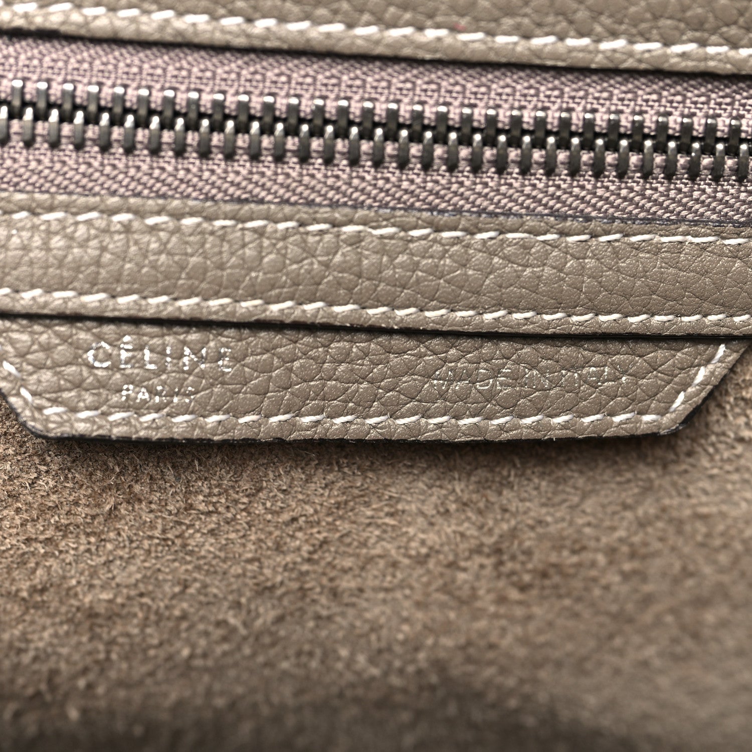 Celine Drummed Calfskin Mini Luggage Souris 6 of 16