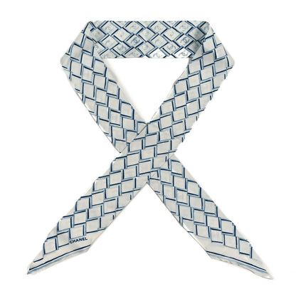 Chanel Silk CC Slim Bandeau  Blue White 1 of 3