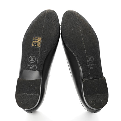 Chanel Lambskin Patent CC Cap Toe Ballerina Flats 36 Black 5 of 8