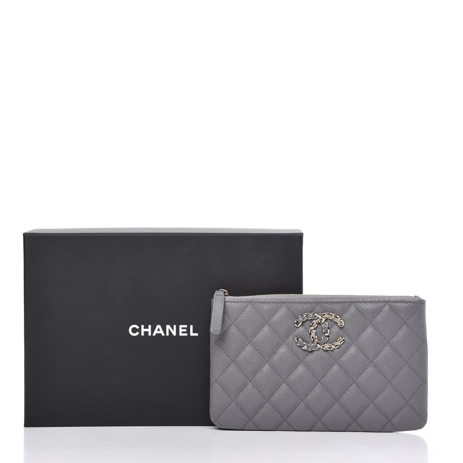 Chanel Caviar Quilted French New Wave Small CC Pouch Grey 11 of 11