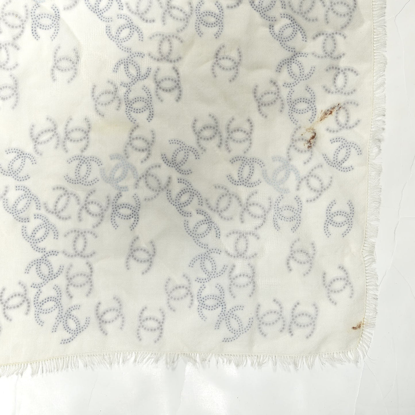 Cashmere Silk CC Scarf White Gray