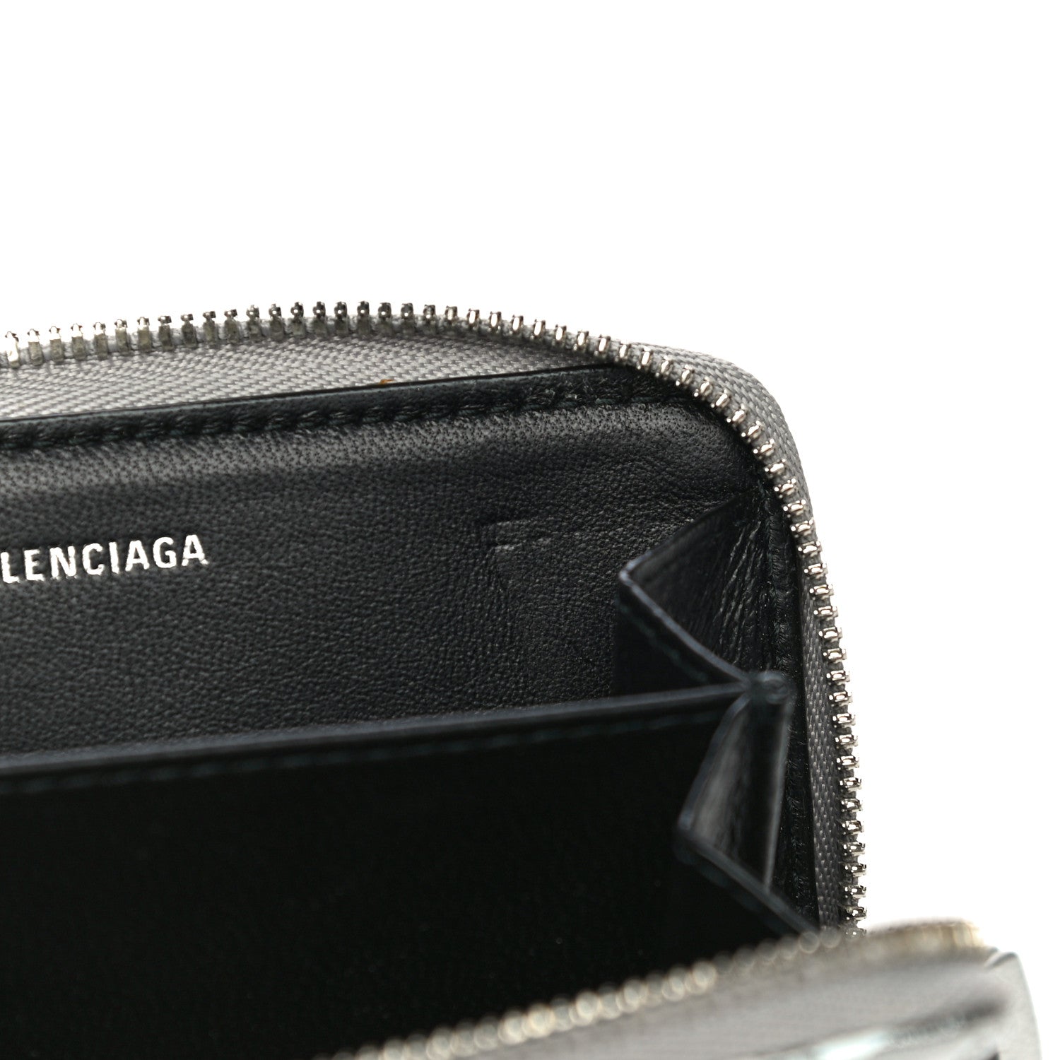 Balenciaga Metallic Calfskin Losange Monogram Everyday Zip Around Card Case Silver Black White 11 of 11