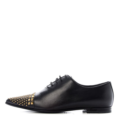 Gucci Calfskin Studded Lace Up Oxford 36.5 Black 1 of 10