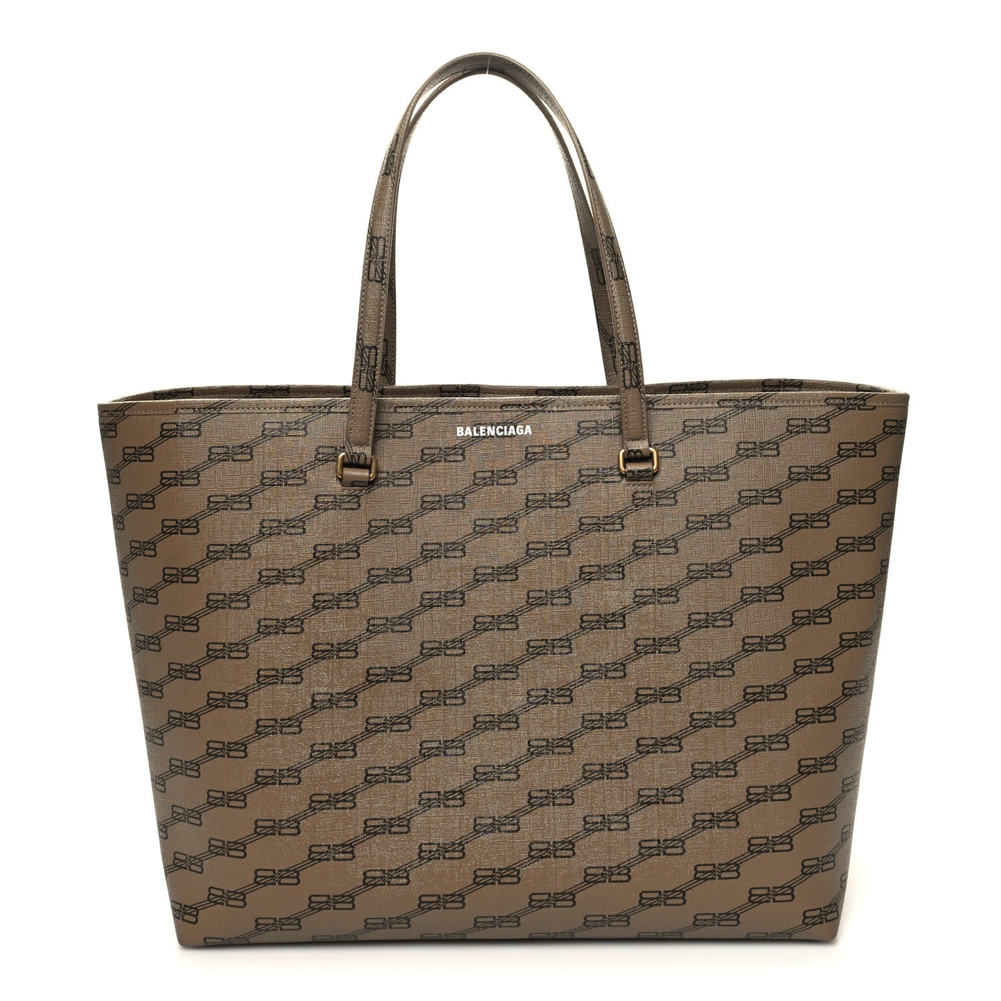Coated Canvas BB Monogram Large Signature East West Shopper Bag Beige Brown
