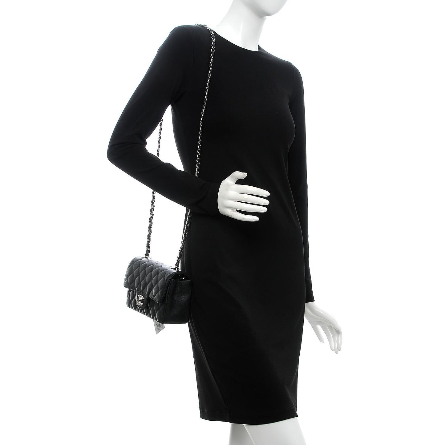 Caviar Quilted Mini Rectangular Flap Black
