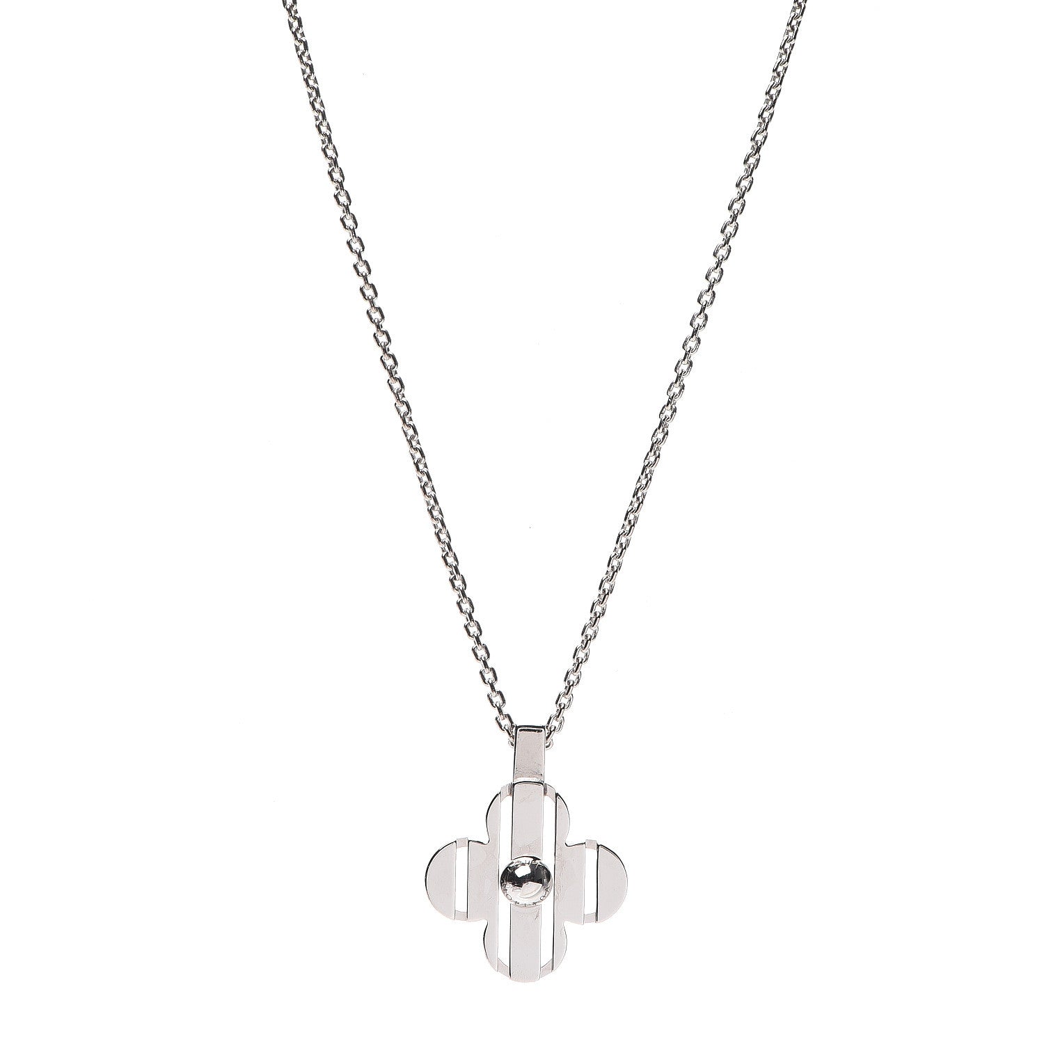 Louis Vuitton 18K White Gold Petite Fleur Pendant Necklace 1 of 4
