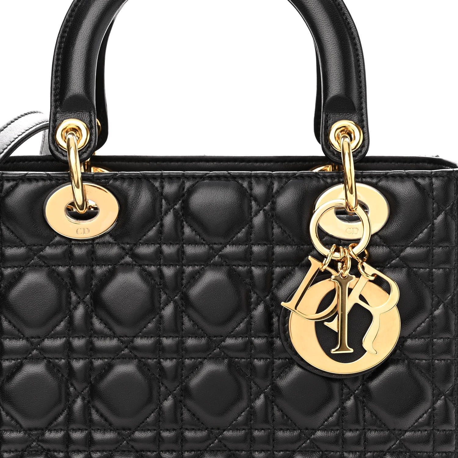 Christian Dior Lambskin Cannage Medium Lady Dior Black 8 of 11