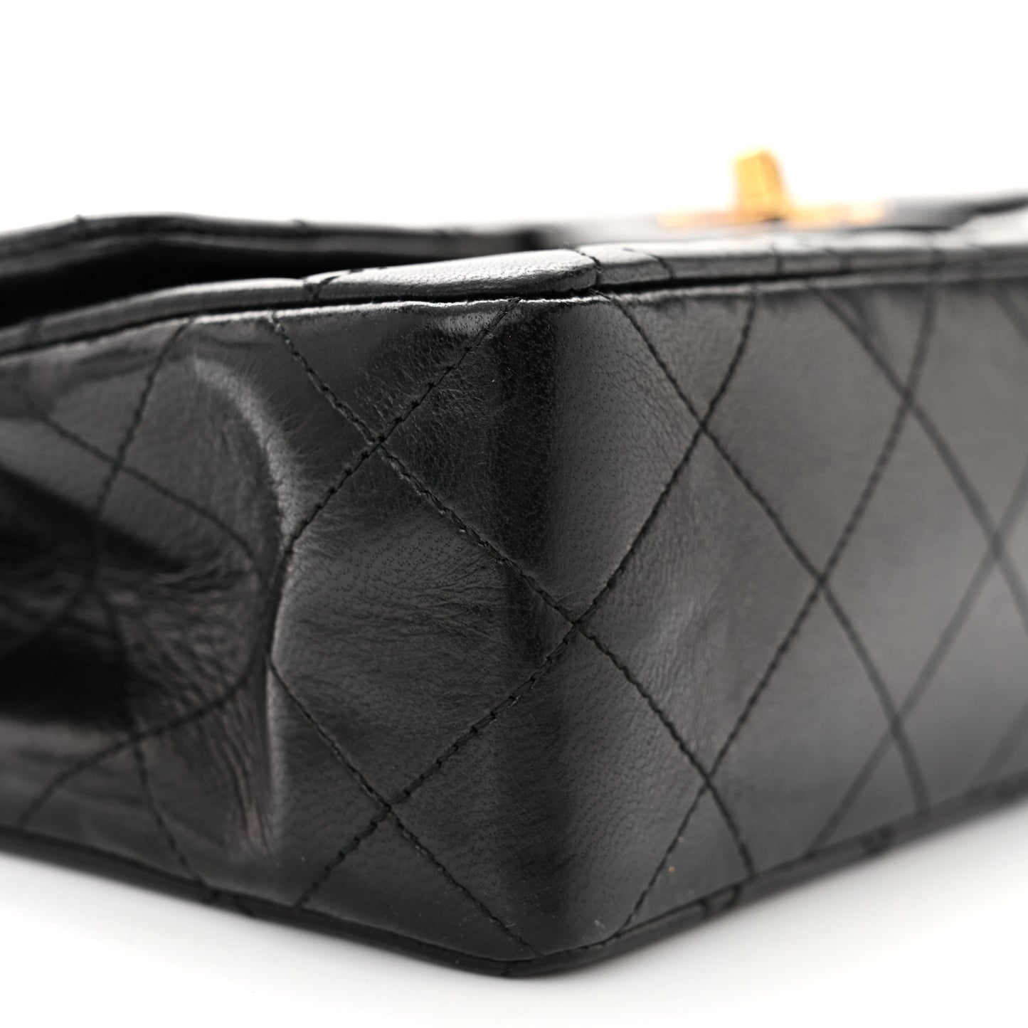 Lambskin Quilted Small Double Flap Black