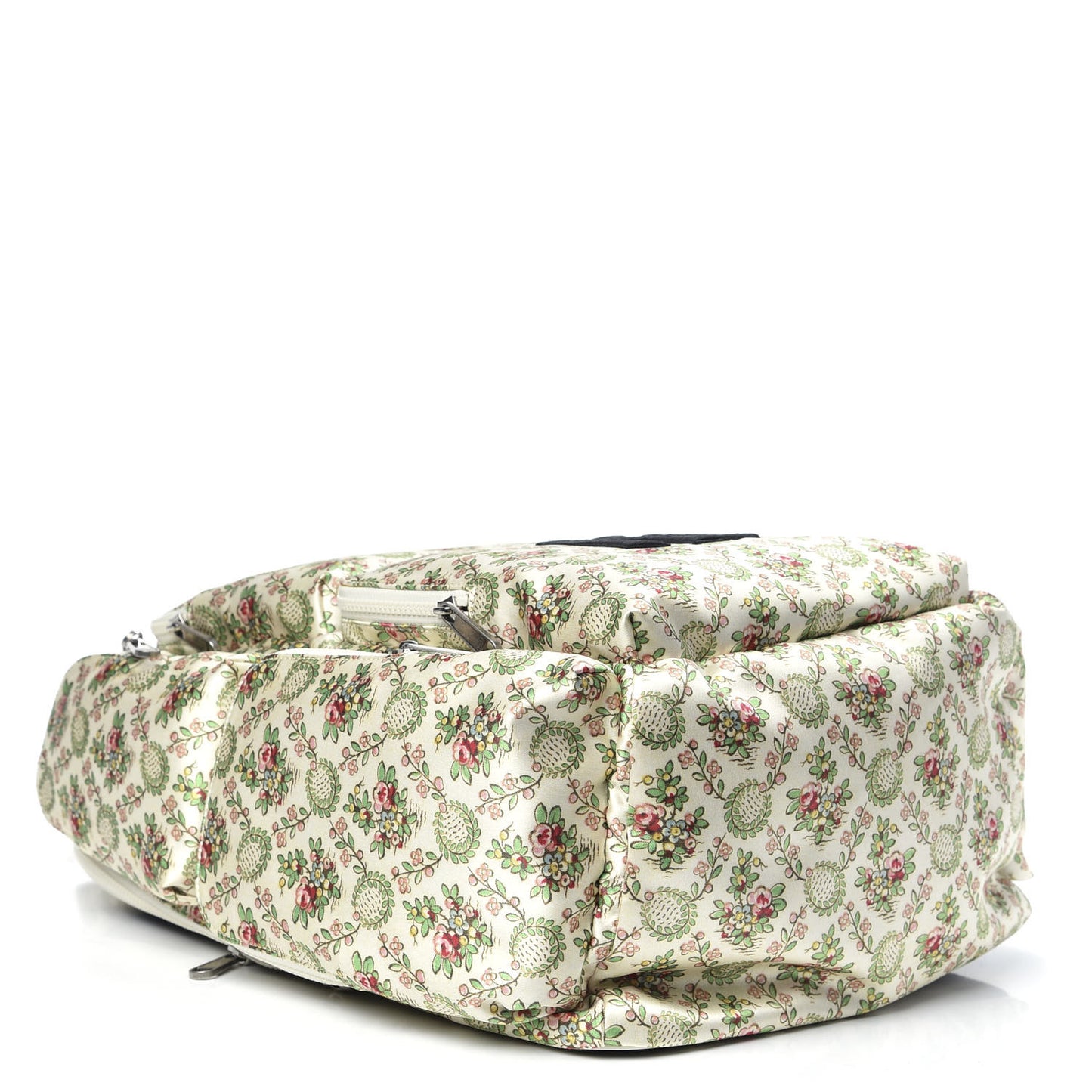 X MLB Satin Floral Print NY Yankees Patch Backpack Ivory Green