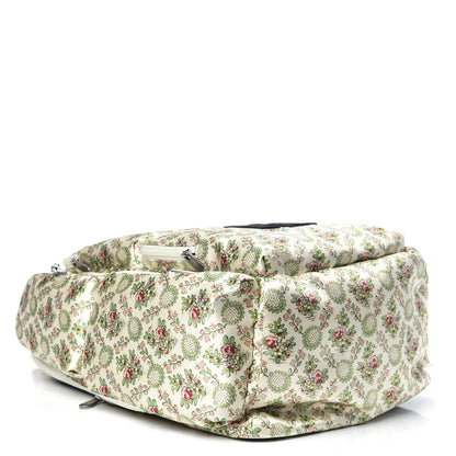 Gucci X MLB Satin Floral Print NY Yankees Patch Backpack Ivory Green 3 of 13