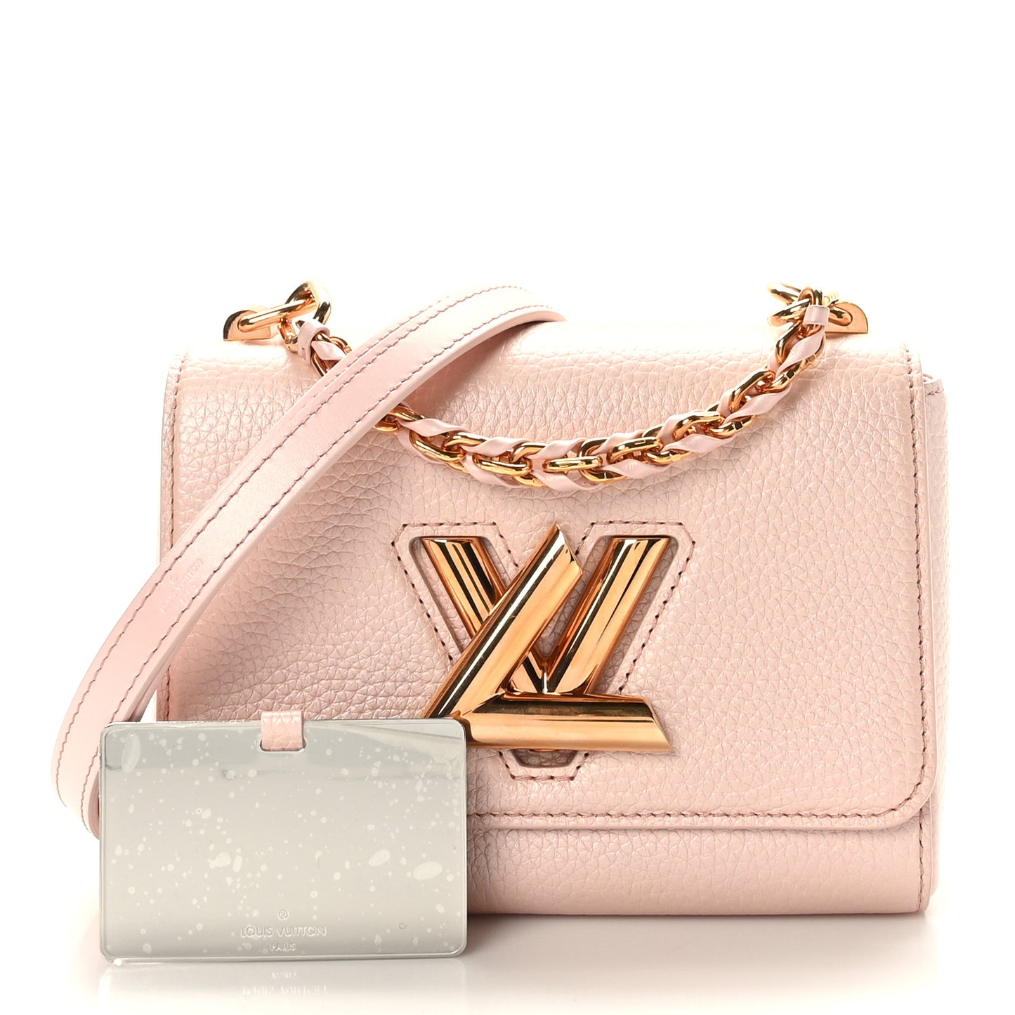 Iridescent Grained Calfskin Summer Splash Twist PM Pink