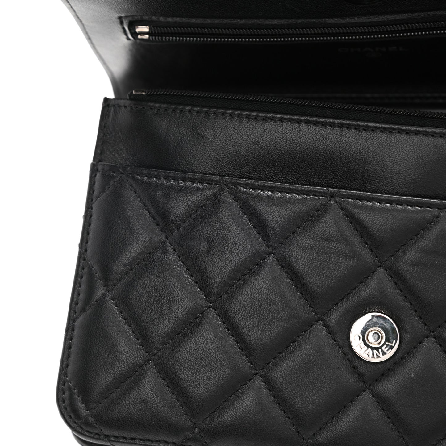 Lambskin Quilted Wallet On Chain WOC Black
